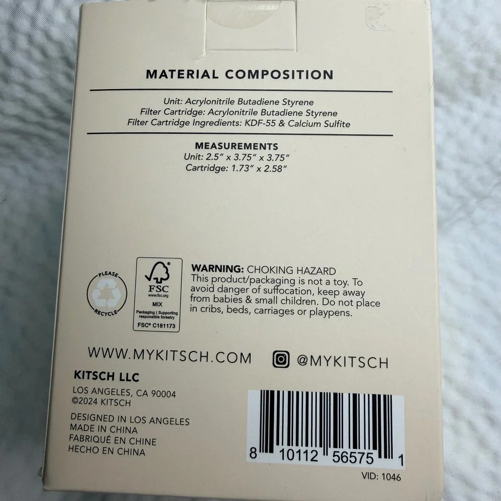 Kitsch The Shower Filter Matte Black Purifying Water Softener for Hair and Skin